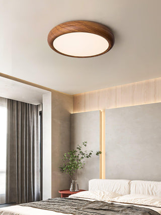 Solara Plafonnier rond en acrylique effet bois