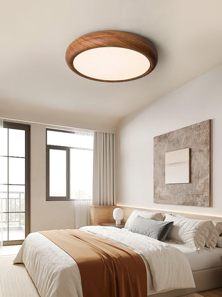 Solara Plafonnier rond en acrylique effet bois