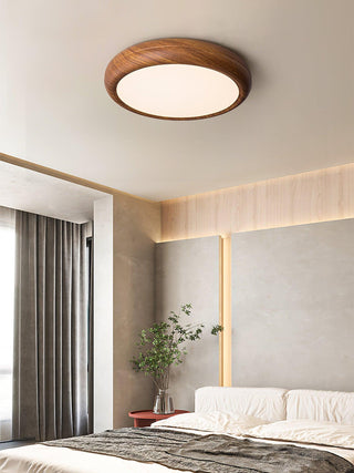 Solara Plafonnier rond en acrylique effet bois