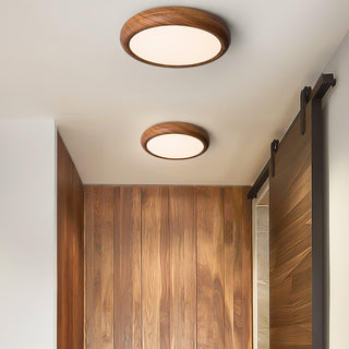 Solara Plafonnier rond en acrylique effet bois