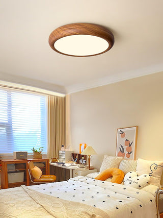 Solara Plafonnier rond en acrylique effet bois