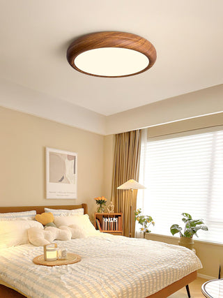 Solara Plafonnier rond en acrylique effet bois