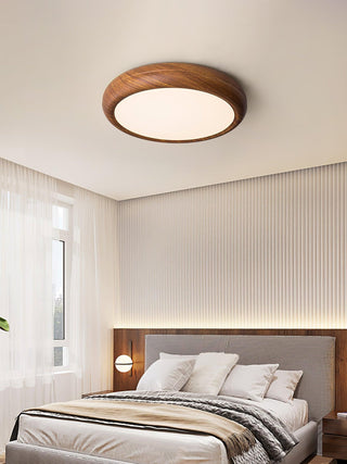 Solara Plafonnier rond en acrylique effet bois