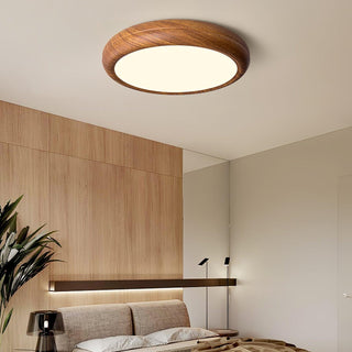 Solara Plafonnier rond en acrylique effet bois