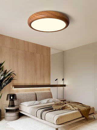 Solara Plafonnier rond en acrylique effet bois