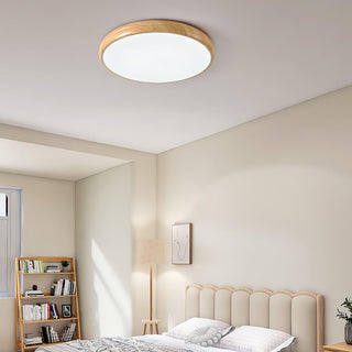 Solara Plafonnier rond en acrylique effet bois