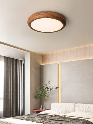 Solara Plafonnier rond en acrylique effet bois