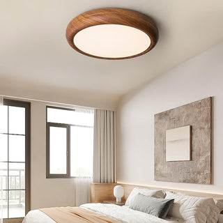 Solara Plafonnier rond en acrylique effet bois