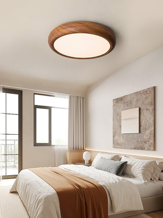 Solara Plafonnier rond en acrylique effet bois