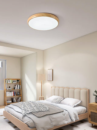 Solara Plafonnier rond en acrylique effet bois