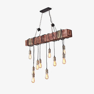 Lustra Lustre Poutre en Bois Ampoule Edison Rustique