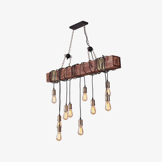 Lustra Lustre Poutre en Bois Ampoule Edison Rustique