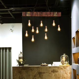 Lustra Lustre Poutre en Bois Ampoule Edison Rustique