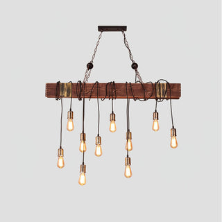 Lustra Lustre Poutre en Bois Ampoule Edison Rustique