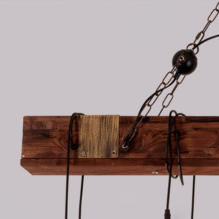Lustra Lustre Poutre en Bois Ampoule Edison Rustique
