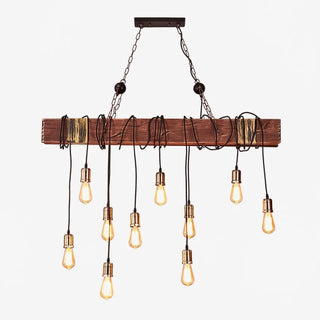 Lustra Lustre Poutre en Bois Ampoule Edison Rustique