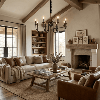 Wood Iron Candle Chandelier-Neutral Decor
