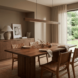 Wood Linear LED Pendant Light-Neutral Decor