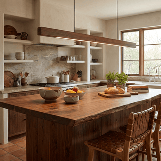 Wood Linear LED Pendant Light-Neutral Decor