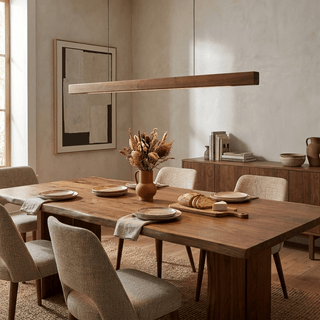 Wood Linear LED Pendant Light-Neutral Decor