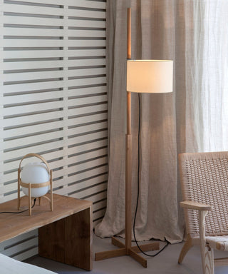 Jex Lampadaire en Bois Et Tissu