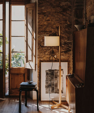 Jex Lampadaire en Bois Et Tissu