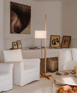 Jex Lampadaire en Bois Et Tissu