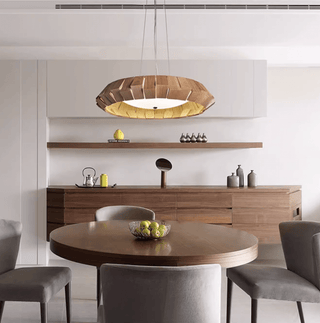 Wooden Patchwork Ring Chandelier-Neutral Decor