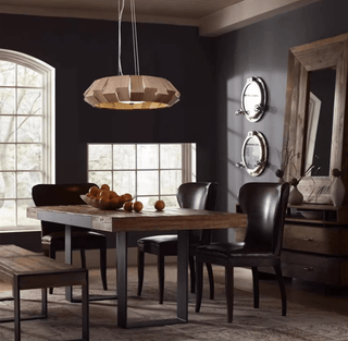 Wooden Patchwork Ring Chandelier-Neutral Decor