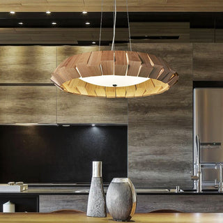 Wooden Patchwork Ring Chandelier-Neutral Decor