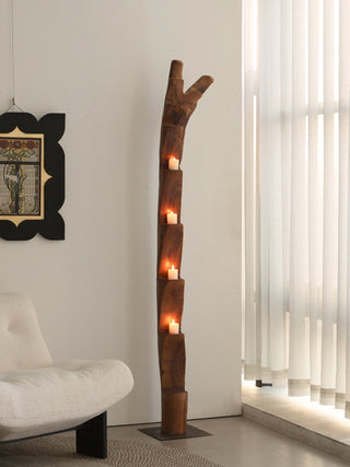 Wooden Branch Candle Tower-Neutral Decor