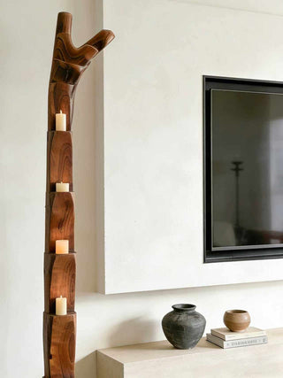Wooden Branch Candle Tower-Neutral Decor