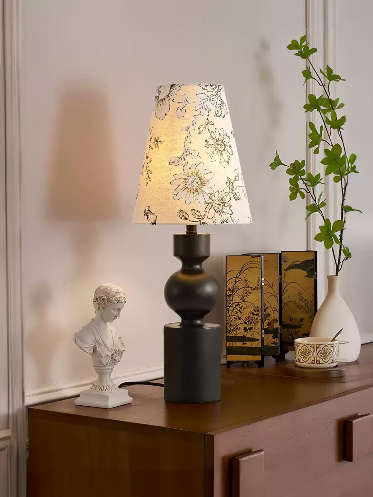 Thorne Vintage Lampe de Table en Bois Noyer