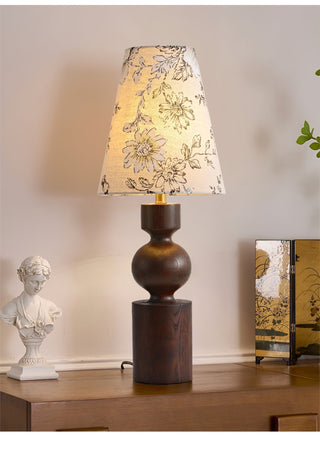 Thorne Vintage Lampe de Table en Bois Noyer