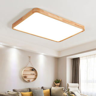 Lustra Lumière Plafonnière Géométrique en Bois LED-Luire