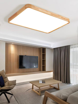 Lustra Lumière Plafonnière Géométrique en Bois LED-Luire