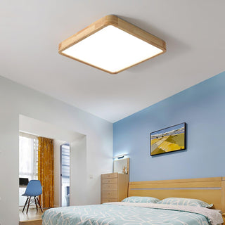 Lustra Lumière Plafonnière Géométrique en Bois LED-Luire