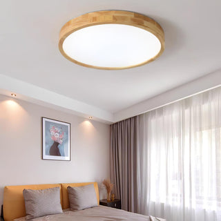 Lustra Lumière Plafonnière Géométrique en Bois LED-Luire