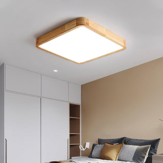 Lustra Lumière Plafonnière Géométrique en Bois LED-Luire