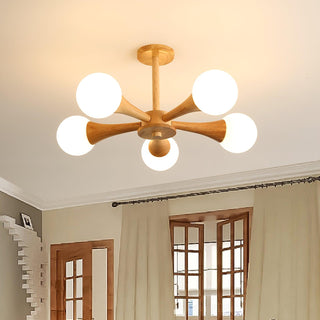 Lustra Lustre Globe en Bois Rétro
