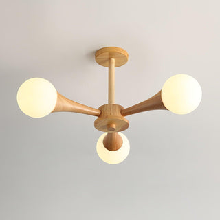 Lustra Lustre Globe en Bois Rétro