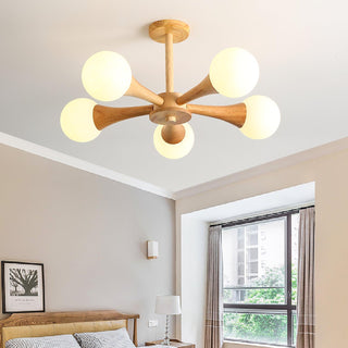 Lustra Lustre Globe en Bois Rétro