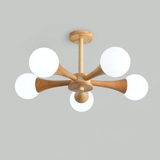 Lustra Lustre Globe en Bois Rétro