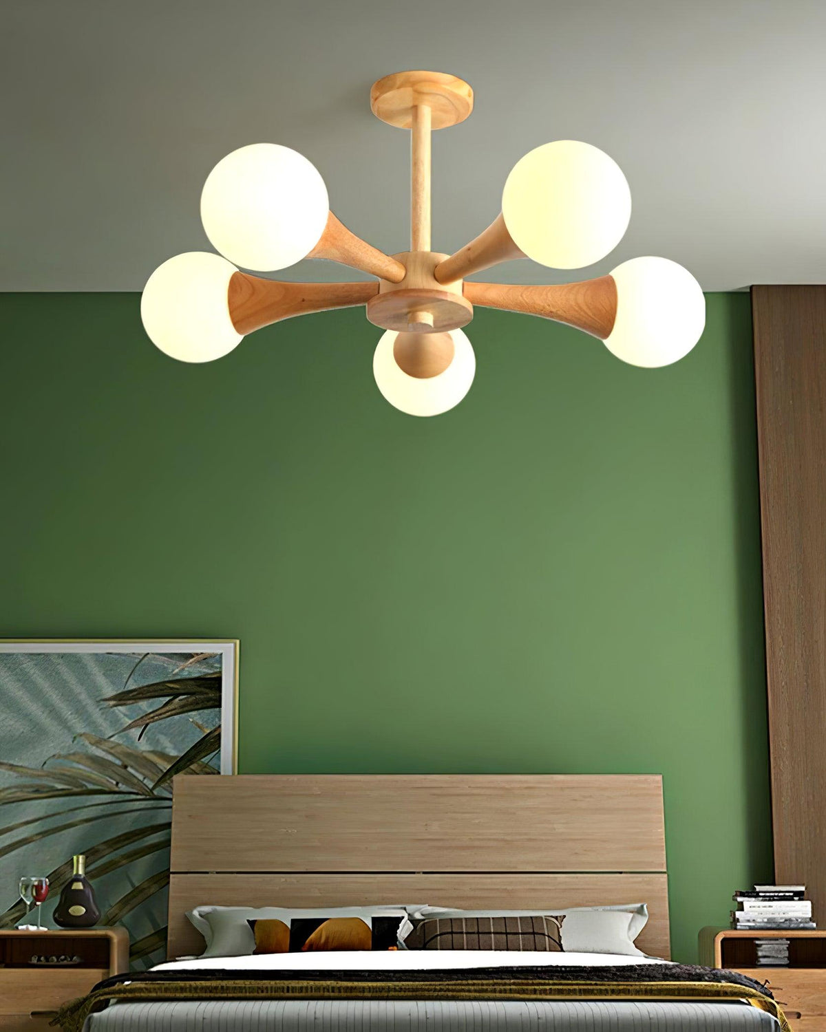 Verina Lustre Globe en Bois Rétro