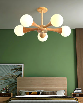 Lustra Lustre Globe en Bois Rétro