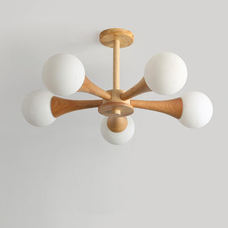 Lustra Lustre Globe en Bois Rétro
