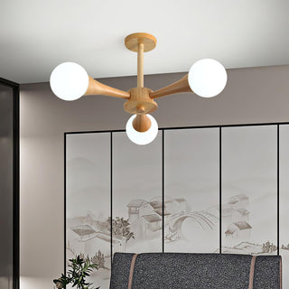 Lustra Lustre Globe en Bois Rétro