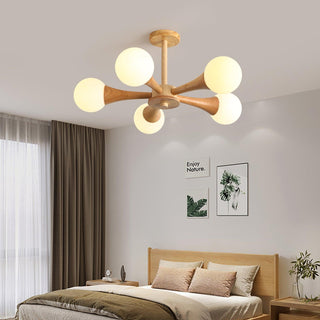 Lustra Lustre Globe en Bois Rétro