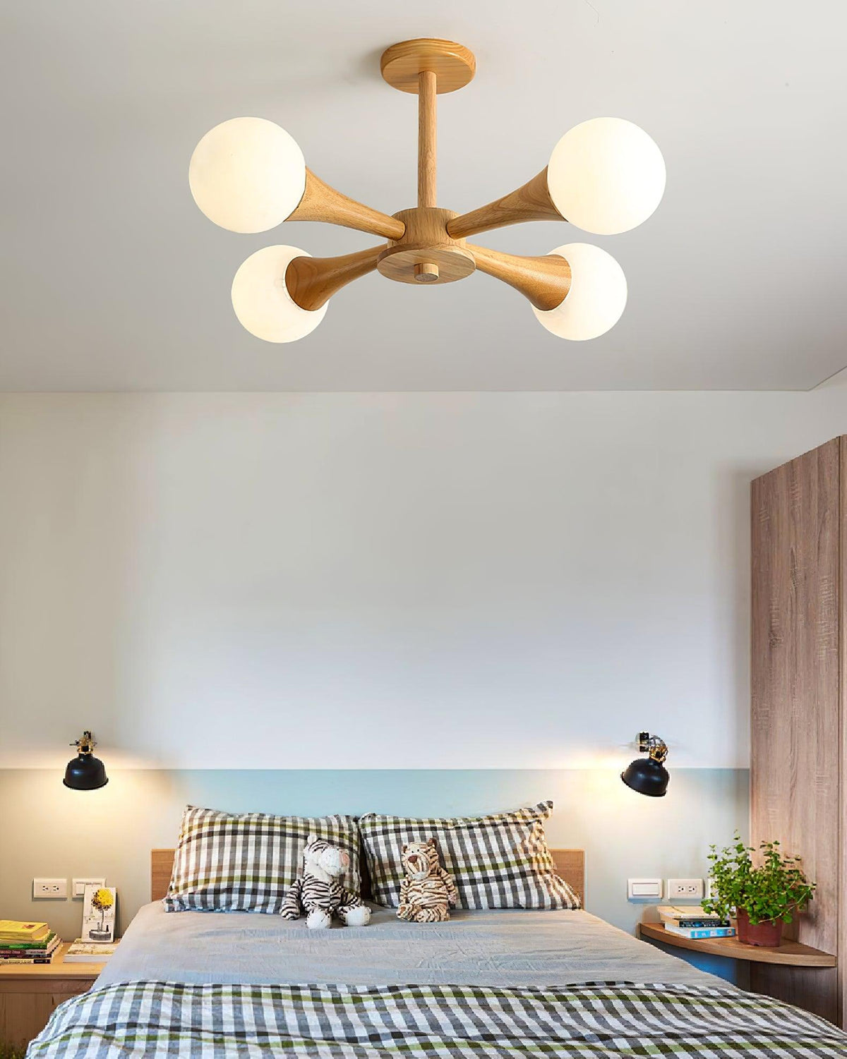 Verina Lustre Globe en Bois Rétro