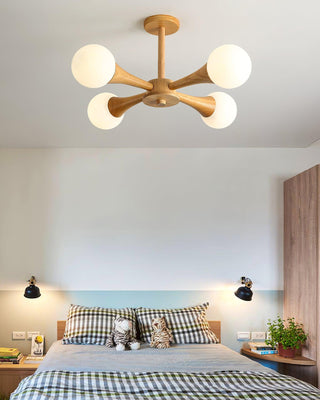 Lustra Lustre Globe en Bois Rétro